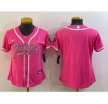 Women's New England Patriots Blank Pink With Patch Cool Base Stitched Baseball Jersey
