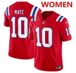 Women's New england patriots #10 drake maye red 2024 f.u.s.e. navy vapor untouchable limited football stitched jersey
