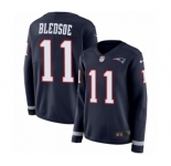 Women's Nike New England Patriots #11 Drew Bledsoe Limited Navy Blue Therma Long Sleeve NFL Jersey