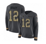 Women's Nike New England Patriots #12 Tom Brady Limited Black Salute to Service Therma Long Sleeve NFL Jersey