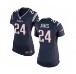 Women's Nike New England Patriots #24 Cyrus Jones Navy Blue Team Color NFL Jersey