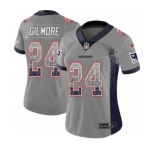 Women's Nike New England Patriots #24 Stephon Gilmore Limited Gray Rush Drift Fashion NFL Jersey