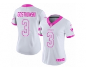 Women's Nike New England Patriots #3 Stephen Gostkowski Vapor Untouchable Limited White-Pink Rush Fashion NFL Jersey