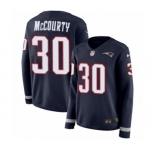 Women's Nike New England Patriots #30 Jason McCourty Limited Navy Blue Therma Long Sleeve NFL Jersey