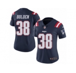 Women's Nike New England Patriots #38 Brandon Bolden Limited Navy Blue Rush NFL Jersey