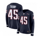 Women's Nike New England Patriots #45 Donald Trump Limited Navy Blue Therma Long Sleeve NFL Jersey