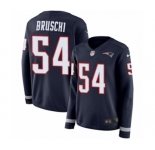 Women's Nike New England Patriots #54 Tedy Bruschi Limited Navy Blue Therma Long Sleeve NFL Jersey