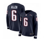 Women's Nike New England Patriots #6 Ryan Allen Limited Navy Blue Therma Long Sleeve NFL Jersey