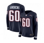 Women's Nike New England Patriots #60 David Andrews Limited Navy Blue Therma Long Sleeve NFL Jersey