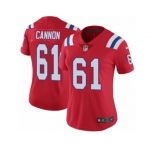 Women's Nike New England Patriots #61 Marcus Cannon Vapor Untouchable Limited Red Alternate NFL Jersey