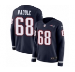 Women's Nike New England Patriots #68 LaAdrian Waddle Limited Navy Blue Therma Long Sleeve NFL Jersey
