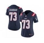 Women's Nike New England Patriots #73 John Hannah Limited Navy Blue Rush NFL Jersey
