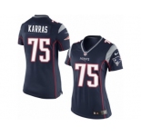 Women's Nike New England Patriots #75 Ted Karras Limited Navy Blue Team Color NFL Jersey