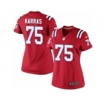 Women's Nike New England Patriots #75 Ted Karras Limited Red Alternate NFL Jersey