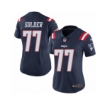 Women's Nike New England Patriots #77 Nate Solder Limited Navy Blue Rush NFL Jersey