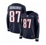 Women's Nike New England Patriots #87 Rob Gronkowski Limited Navy Blue Therma Long Sleeve NFL Jersey