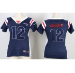 nike women nfl jerseys new england patriots #12 tom brady blue[fashion Rhinestone sequins]