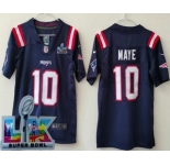 Youth New England Patriots #10 Drake Maye Limited Navy Super Bowl LX Vapor Jersey