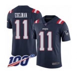 Youth New England Patriots #11 Julian Edelman Limited Navy Blue Rush Vapor Untouchable 100th Season Football Jersey