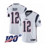 Youth New England Patriots #12 Tom Brady White Vapor Untouchable Limited Player 100th Season Football Jersey