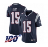 Youth New England Patriots #15 N'Keal Harry Navy Blue Team Color Vapor Untouchable Limited Player 100th Season Football Jersey