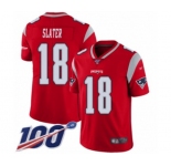 Youth New England Patriots #18 Matthew Slater Limited Red Inverted Legend 100th Season Football Jersey