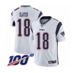 Youth New England Patriots #18 Matthew Slater White Vapor Untouchable Limited Player 100th Season Football Jersey