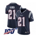 Youth New England Patriots #21 Duron Harmon Navy Blue Team Color Vapor Untouchable Limited Player 100th Season Football Jersey