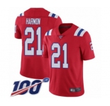 Youth New England Patriots #21 Duron Harmon Red Alternate Vapor Untouchable Limited Player 100th Season Football Jersey