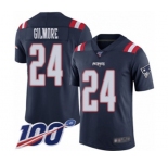 Youth New England Patriots #24 Stephon Gilmore Limited Navy Blue Rush Vapor Untouchable 100th Season Football Jersey