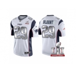 Youth New England Patriots #29 LeGarrette Blount White 2017 Super Bowl LI Patch Steel Silver Limited Jersey