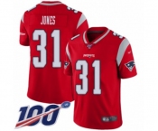 Youth New England Patriots #31 Jonathan Jones Limited Red Inverted Legend 100th Season Football Jersey
