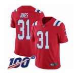 Youth New England Patriots #31 Jonathan Jones Red Alternate Vapor Untouchable Limited Player 100th Season Football Jersey