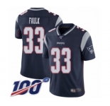 Youth New England Patriots #33 Kevin Faulk Navy Blue Team Color Vapor Untouchable Limited Player 100th Season Football Jersey