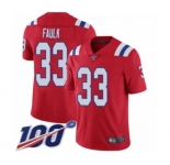 Youth New England Patriots #33 Kevin Faulk Red Alternate Vapor Untouchable Limited Player 100th Season Football Jersey