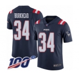 Youth New England Patriots #34 Rex Burkhead Limited Navy Blue Rush Vapor Untouchable 100th Season Football Jersey