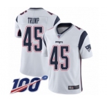Youth New England Patriots #45 Donald Trump White Vapor Untouchable Limited Player 100th Season Football Jersey
