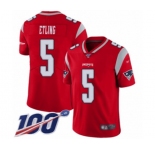 Youth New England Patriots #5 Danny Etling Limited Red Inverted Legend 100th Season Football Jersey