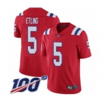 Youth New England Patriots #5 Danny Etling Red Alternate Vapor Untouchable Limited Player 100th Season Football Jersey