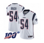Youth New England Patriots #54 Tedy Bruschi White Vapor Untouchable Limited Player 100th Season Football Jersey