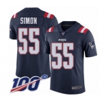 Youth New England Patriots #55 John Simon Limited Navy Blue Rush Vapor Untouchable 100th Season Football Jersey
