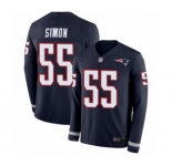Youth New England Patriots #55 John Simon Limited Navy Blue Therma Long Sleeve Football Jersey
