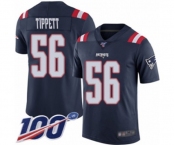 Youth New England Patriots #56 Andre Tippett Limited Navy Blue Rush Vapor Untouchable 100th Season Football Jersey
