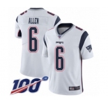 Youth New England Patriots #6 Ryan Allen White Vapor Untouchable Limited Player 100th Season Football Jersey