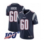 Youth New England Patriots #60 David Andrews Navy Blue Team Color Vapor Untouchable Limited Player 100th Season Football Jersey