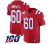 Youth New England Patriots #60 David Andrews Red Alternate Vapor Untouchable Limited Player 100th Season Football Jersey