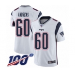 Youth New England Patriots #60 David Andrews White Vapor Untouchable Limited Player 100th Season Football Jersey