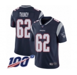 Youth New England Patriots #62 Joe Thuney Navy Blue Team Color Vapor Untouchable Limited Player 100th Season Football Jersey