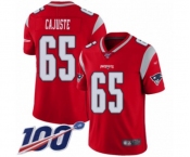 Youth New England Patriots #65 Yodny Cajuste Limited Red Inverted Legend 100th Season Football Jersey