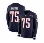 Youth New England Patriots #75 Ted Karras Limited Navy Blue Therma Long Sleeve Football Jersey